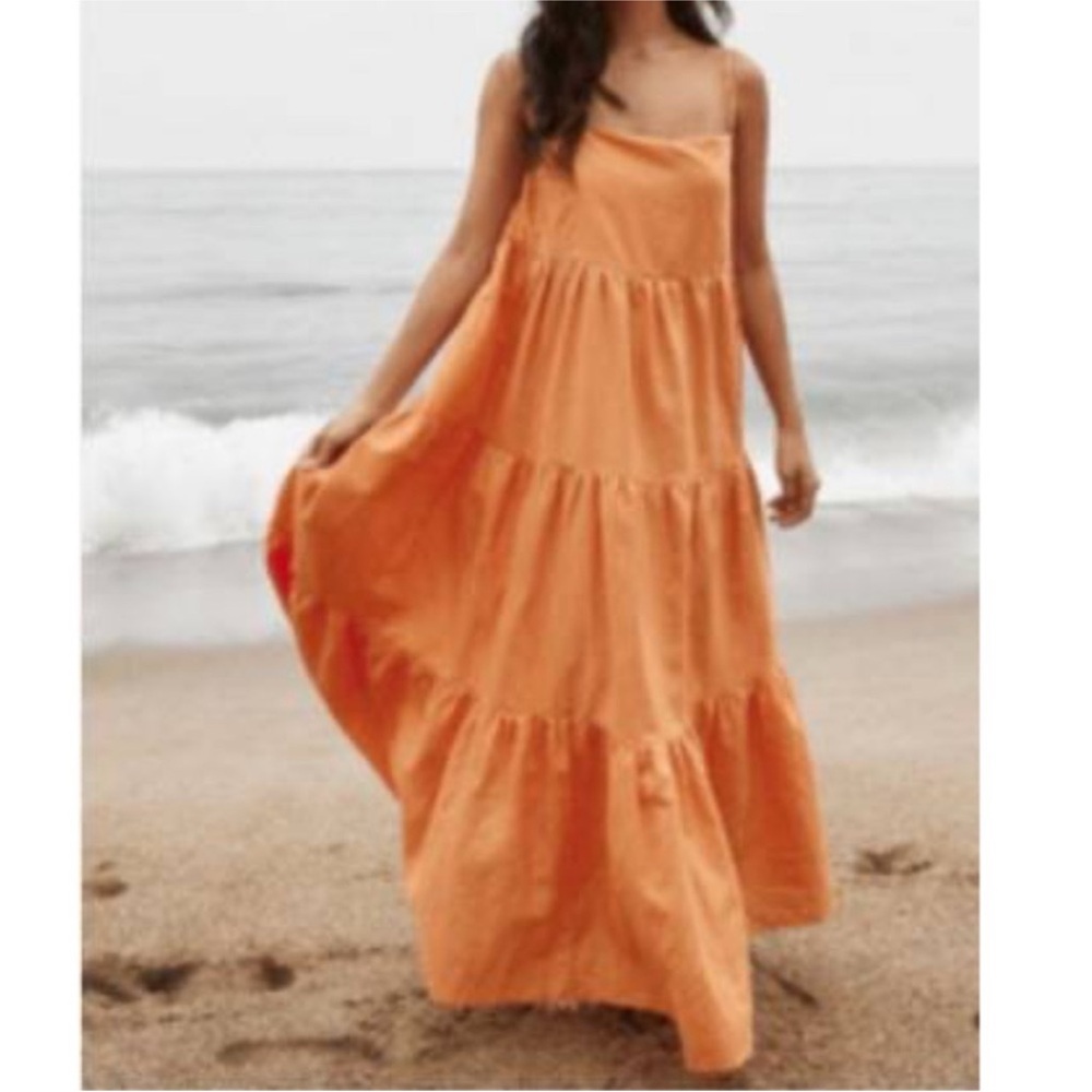 NWOT Abercrombie & Fitch Asymmetrical Tiered Maxi Dress - petite small